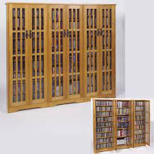 Dvd cabinets with glass doors. Triple Wide Mission Media Storage Cabinet With Tempered Glass