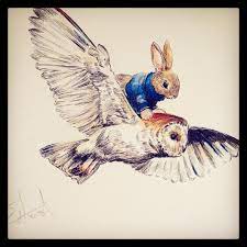 The Best Way To Fly Owl Rabbit Elisehurst Owl Illustration Rabbit Tattoos Owl Tattoo
