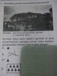 Sumber Daya Alam Seperti Gambar Di Atas Dimanfaatkan Sebagai Bahan Baku Semen Kenampakan Tersebut Brainly Co Id
