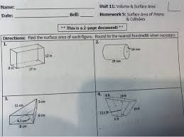 My professor was impressed by my essay on literature. Name Date Unit 11 Volume Surface Area Bell Chegg Com
