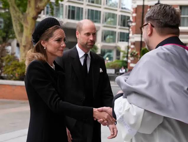 King Charles attends Duchess of Kent's funeral with William and Kate - but without Camilla due to illness | LBC
