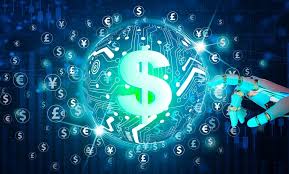 Pessoa trabalhando em um café com um laptop, visualizando um gráfico de ganhos e ideias de projetos freelancers gerados por IA.