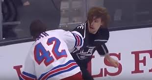 Adrian kempe of the los angeles kings skates against the colorado avalanche at falcon stadium on february 15, 2020 in colorado springs, colorado. Adrian Kempe Shows Flash By Fixing Hair During Fight The Hockey Beast