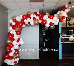 White Red And Gold Balloon Arch Black And Gold Party Decorations Birthday Balloon Decorations White Party Theme