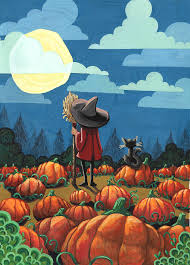 Pumpkins Field Gouache Illustrations Halloween Illustration Pumpkin Field