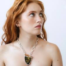 Colier XL Amber Skein, Argint