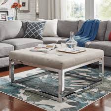 Turned wooden legs on brass casters. Solene Square Base Ottoman Coffee Table Chrome By Inspire Q Bold Overstock 13470706