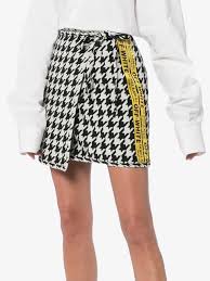 Black And White Houndstooth Skirt Off White High Waisted Virgin Wool Blend Houndstooth Mini Skirt Farfetch Mini Skirts Skirts Fashion