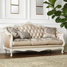 Give your home a brand new, updated look with a fantastic selection of living room sets that look no further for modern living room sets or leather living room sets that make a lasting impression in your home. Rose Gold Pearl White Tufted Sofa Set 2 Pcs 53540 Chantelle Acme Traditional 53540 Chantelle Set 2