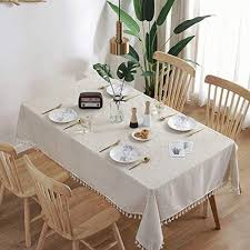 Do you enjoy refined dinner parties? Amzali Washable Cotton Linen Tablecloths Fabric Tassel Tablecloth Dust Proof Table Cover For Kitchen Dinning Tabletop Home Decoration Rectangle Oblong 55 X 87inch Linen Buy Online At Best Price In Uae Amazon Ae