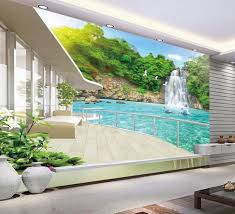 3d Wallpaper For Room Balcony Beautiful Waterfall Scenery Custom Photo Wallpaper Ebay 3d Wallpaper For Room Custom Photo Wallpaper Wall Murals