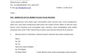 Contoh Surat Rasmi Pembatalan Polisi Insurans Otosection