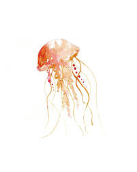 Watercolor Art Beach Painting Jellyfish Sea Creature Etsy In 2021 Jellyfish Illustration Jellyfish Painting Jellyfish Art