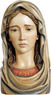 Sculpture Bust of Our Lady of Sorrows, Carved in Wood From Val Gardena and  Decorated by Hand of Italian Artisan Production