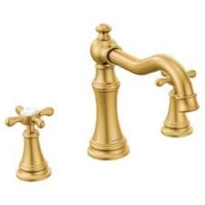 Brushed gold pairs rich, warm tones with lush texturing for a timeless finish. Moen Weymouth Brushed Gold 2 Handle Bathtub Faucet Ts22101bg Brushednickelbathtubfaucet Roman Tub Faucets Tub Filler Moen Weymouth