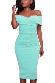Onlinechoic Cyan Ruched Off Shoulder Bodycon Formal Midi Dress Bodycon Dress Parties Bodycon Dress Strapless Midi Dress