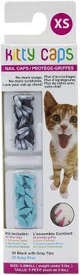 Also, the soft nail caps for cat claws is recommended for being natural and comfortable, allowing cats to adapt to them very quickly. Amazon Com Kitty Caps Nail Caps For Cats Safe Stylish Humane Alternative To Declawing Stops Snags And Scratches X Small Under 5 Lbs Black With Gray Tips Baby Blue