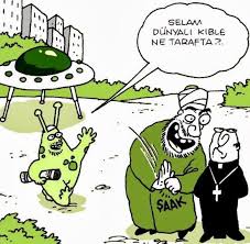 Oguz Topoglu Selam Dunyali Kible Ne Tarafta Uzayli Rahip Komik Komik Seyler Karikatur