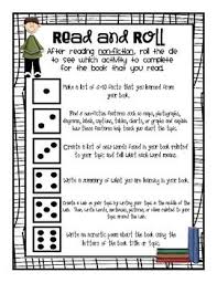Read And Roll Reading Response Activities For Fiction And Non Fiction Reading Response Activities Elementary Reading Reading Response