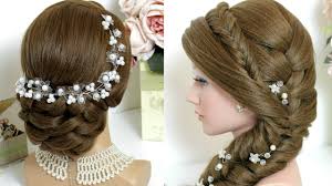 I tried something similar to this and liked it! 2 Hairstyles For Long Hair Tutorial Bridal Updo Mermaid Side Braid Youtube