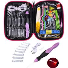 Good for baby items such as shawls, blankets and some toys. Rechargeable Led Crochet Hooks Complete Set 9 Interchangeable Head Light Up Knitting Needles Size 2 5mm 6 5mm Ergonomic Soft Handle With Premium Storage Bag For Arthritic Hands Looen Rose Red Buy Online In Aruba