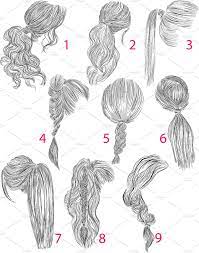 Ponytails Vector Hairstyles Set Drawing Hair Tutorial Ponytail Drawing Girl Hair Drawing