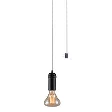 Globe Electric Edison 1 Light Matte Black Plug In Or Hardwired Vintage Hanging Socket Pendant 65444 The Home Depot