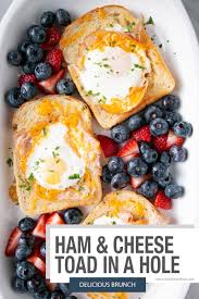 1.low heat 2.punch hole with shot glass in to center of untoasted bread 3. Ham And Cheese Egg In The Hole My Kitchen Love