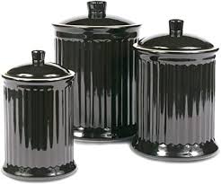 Place them together on top of the refrigerator or on different shelves in the. Amazon Com Omniware Simsbury Black Stoneware Canister Set Of 3 Kitchen Storage And Organization Product Sets Kitchen Dining