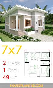Elegant Tiny 2 Bedroom House Plans Small House Design Plans 7x7 With 2 Bedrooms In 2020 In 2020 Small House Design Plans House Plans Small House Layout