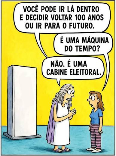 Melhor charge da semana em ANO ELEITORAL. Em 2026 é bem isso que teremos  pela frente. O humor político, quando é bom, captura em segundos o que um  artigo leva páginas pra