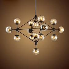 Retro Industrial Loft Multiple Tea Glass Globe Black Iron Pendant Light Metal Ceiling Lighting Ceiling Pendant Lights Iron Pendant Light
