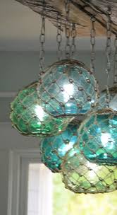 Glass Fishing Float Light Fixture Chandelier With 7 Floats Glass Fishing Floats Japanese Glass Fishing Floats Glass Floats