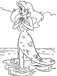 Disney Princess Are On The Beach Coloring Page Mermaid Coloring Pages Ariel Coloring Pages Princess Coloring Pages