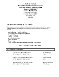 State of Florida Education Practices Commission Teacher Hearing Panel Agenda
