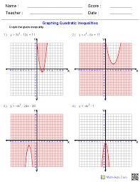 Algebra 1 Worksheets Quadratic Functions Worksheets