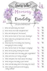 Fun Baby Shower Game With Gender Neutral Tones Of Lavender And Purple See If Your Guests Ca Couples Baby Shower Games Lavender Baby Showers Daddy Baby Shower
