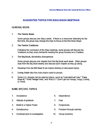 Smf 56 Suggested Topics For Discussion Meetings