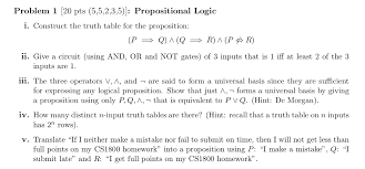 Solved Problem 1 20 Pts 5 5 2 3 5 Propositional Logi Chegg Com