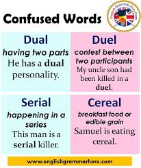 Confused Words Meanings And Example Sentences
