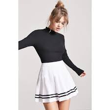 Black And White Pleated Mini Skirt Forever21 Box Pleated Tennis Skirt 16 Liked On Polyvore Featuring Skirts Mini Skirts Forever Pleated Tennis Skirt White Tennis Skirt Pleated Mini Skirt