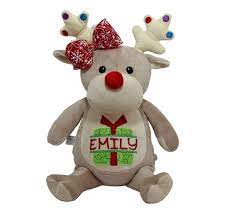 Personalized Christmas Stuffed Animal Reindeer Custom Made By Renee S Embroidery Christmas Animals Personalized Christmas Christmas Gifts