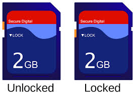 Sd cards have a switch lock on them. File Sd Card Unlocked And Locked Svg Wikimedia Commons