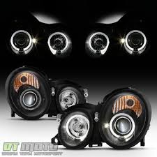 Black 1998 2002 Mercedes Benz W208 Clk Clk320 Clk430 Clk55 Amg Osram Led Halo Drl Daytime Running Lights Front Projector Mercedes Clk Mercedes Clk 320 Mercedes