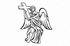 Download Angel With Cross Design Svg Cut File By Creative Fabrica Crafts Creative Fabrica PSD Mockup Templates