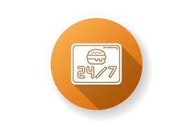 24 7 Open Burger Joint Orange Icon Orange Icons Burger Joints Glyph Icon
