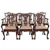 Hickory white mahogany dining room arm chairs carved chippendale oversized. 1