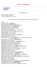 Please see our guide to updating awards. Abc Listen Zu Familienbuch Rk Trier St Gervasius 1632 Wgff