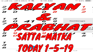 Kalyan Prabhat Today 1 5 19 Panel Chart Trick Open Close