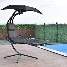 Hanging Chaise Lounger Chair Arc Stand Outdoor Porch Swing Hammock Chair Canopy Patio Garden Furniture Hammocks